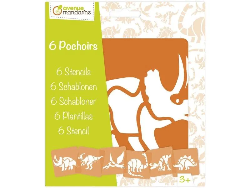 Avenue Mandarine Schablone 15 x 15 cm, Dinosaurier