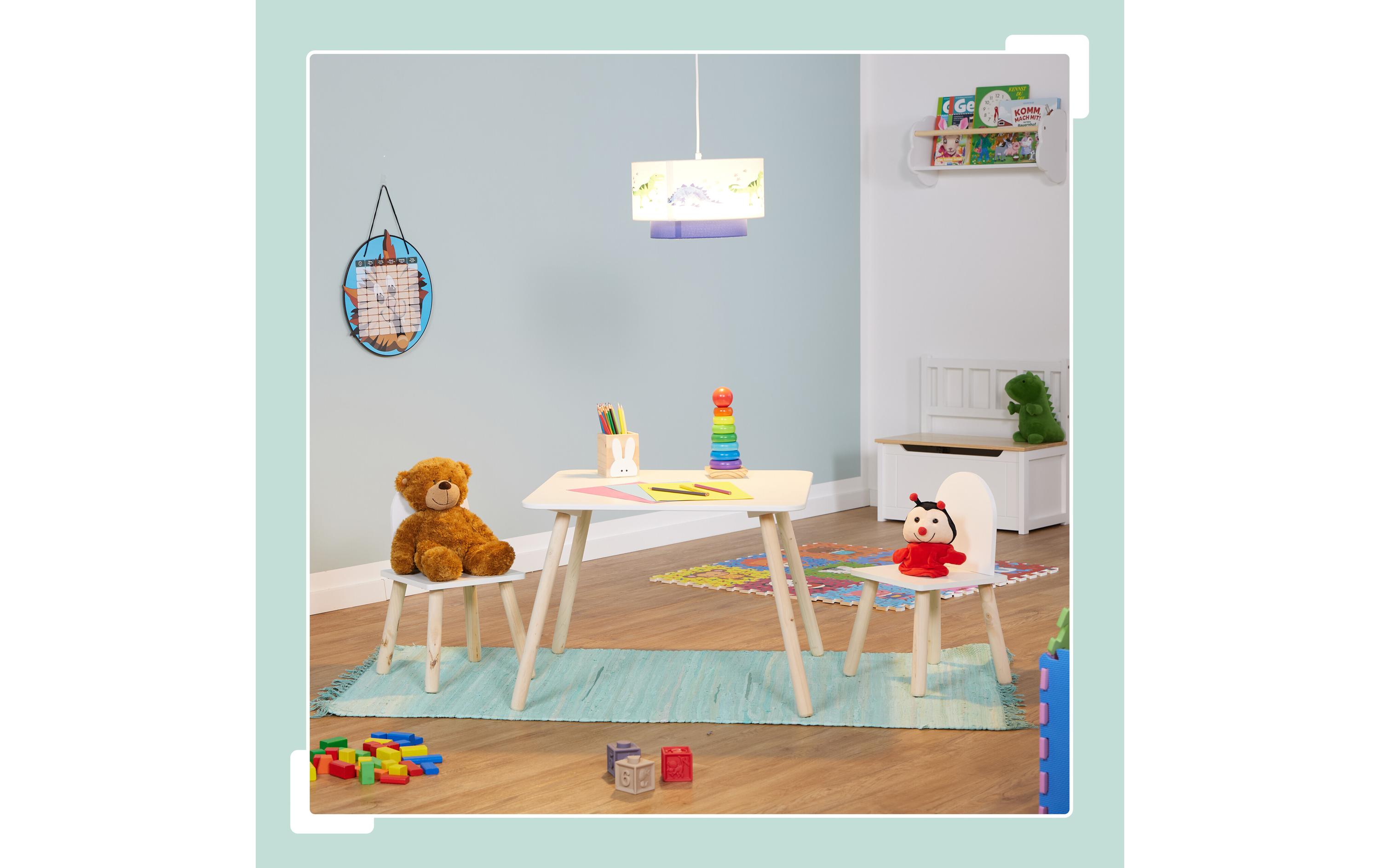 relaxdays Kindersitzgruppe 3-teilig Hellbraun; Weiss