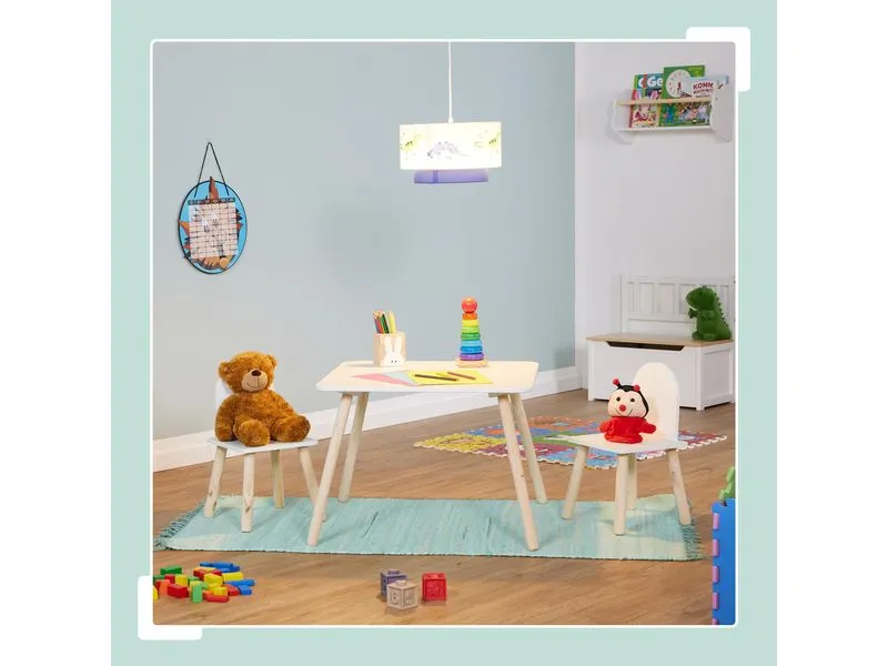 relaxdays Kindersitzgruppe 3-teilig Hellbraun; Weiss