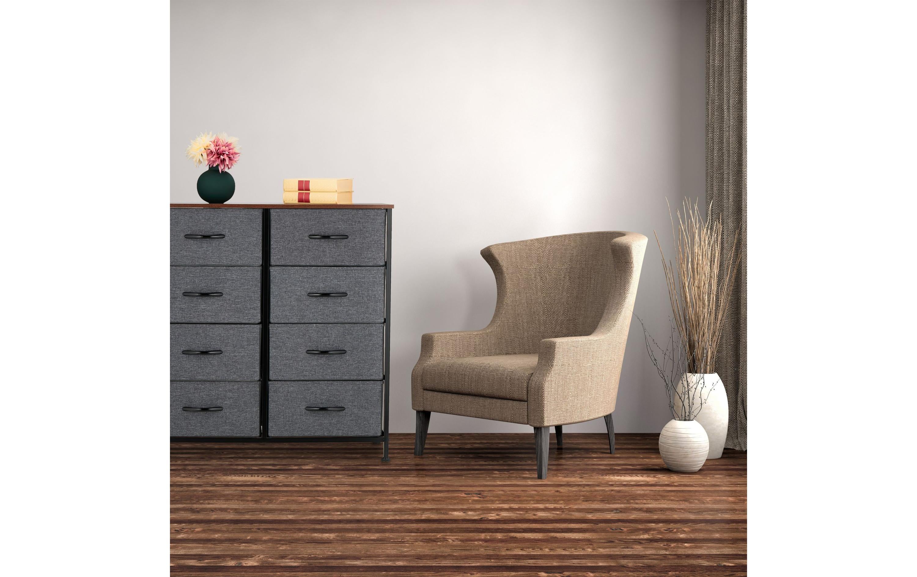 relaxdays Kommode mit 8 Schubladen 81,5 x 80 cm, Dunkelgrau/Schwarz
