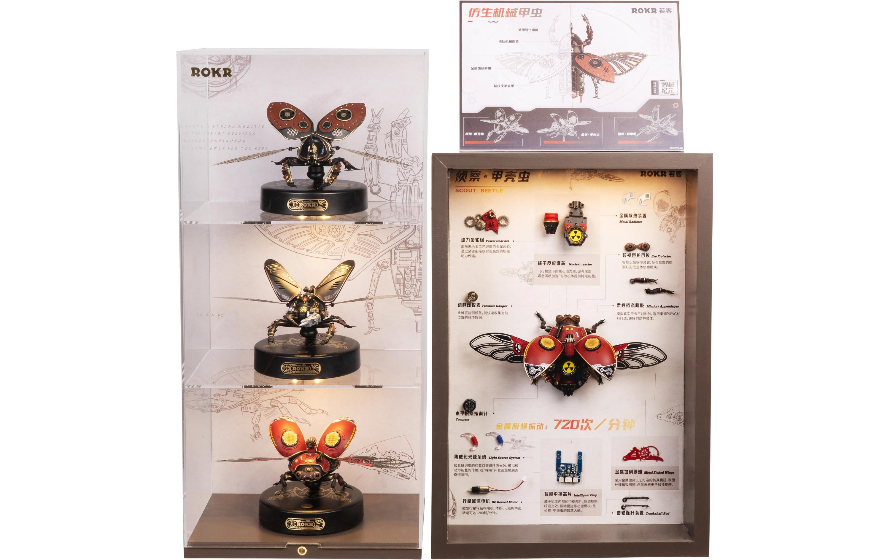 RoboTime Bausatz ROKR Mechanischer Rhinozeros Käfer Rot