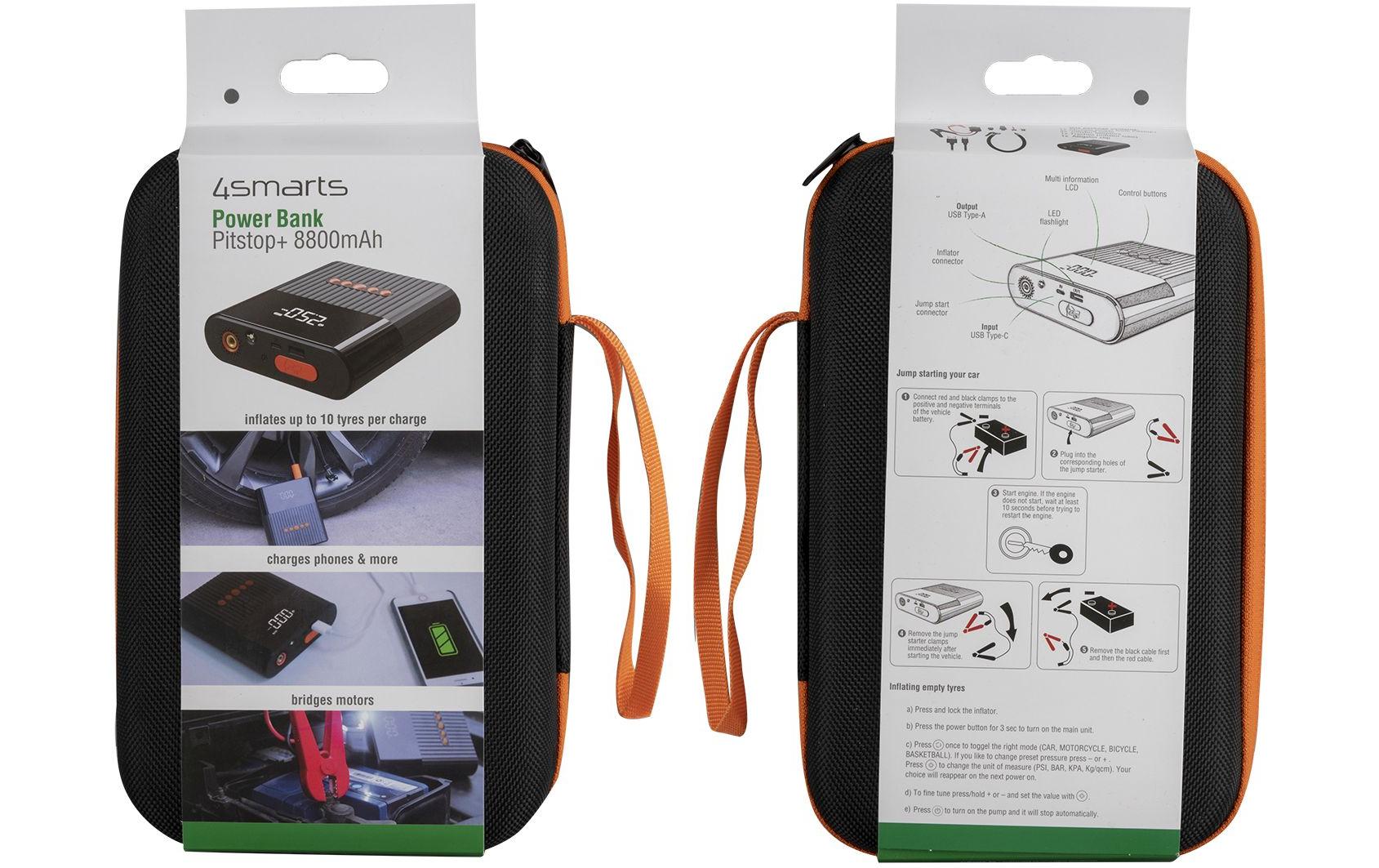 4smarts Powerbank PitStop+ mit Starthilfeausrüstung & Kompressor