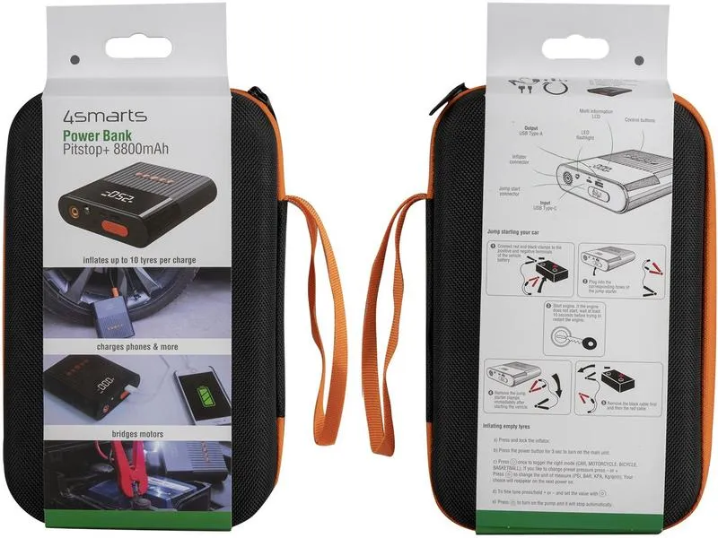 4smarts Powerbank PitStop+ mit Starthilfeausrüstung & Kompressor