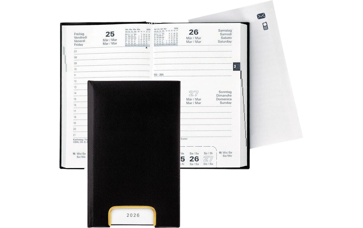 Biella Geschäftsagenda Disponent Schwarz, 10.1 x 16 cm