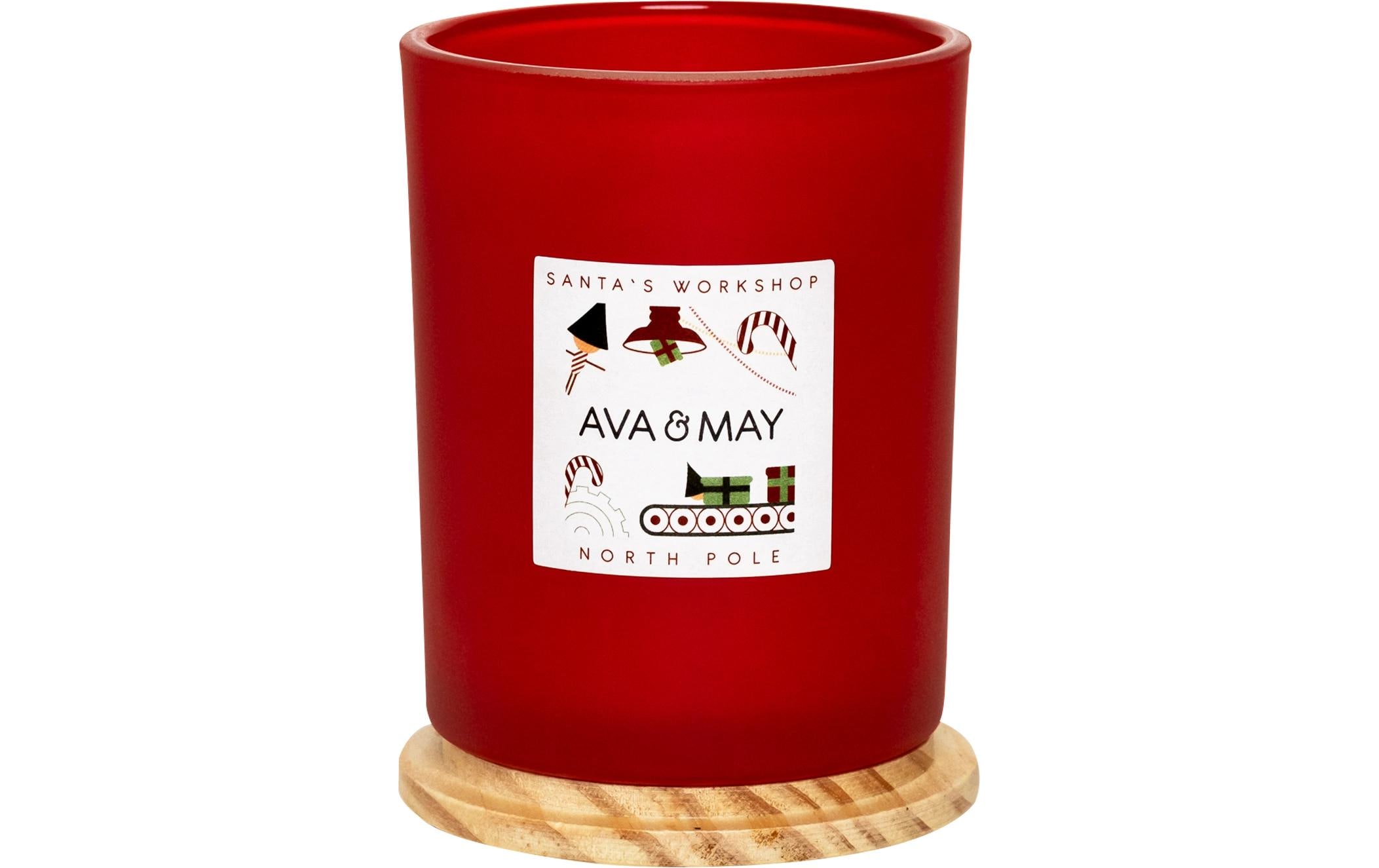 AVA & MAY Kerzenglas Santa's Workshop, Rot