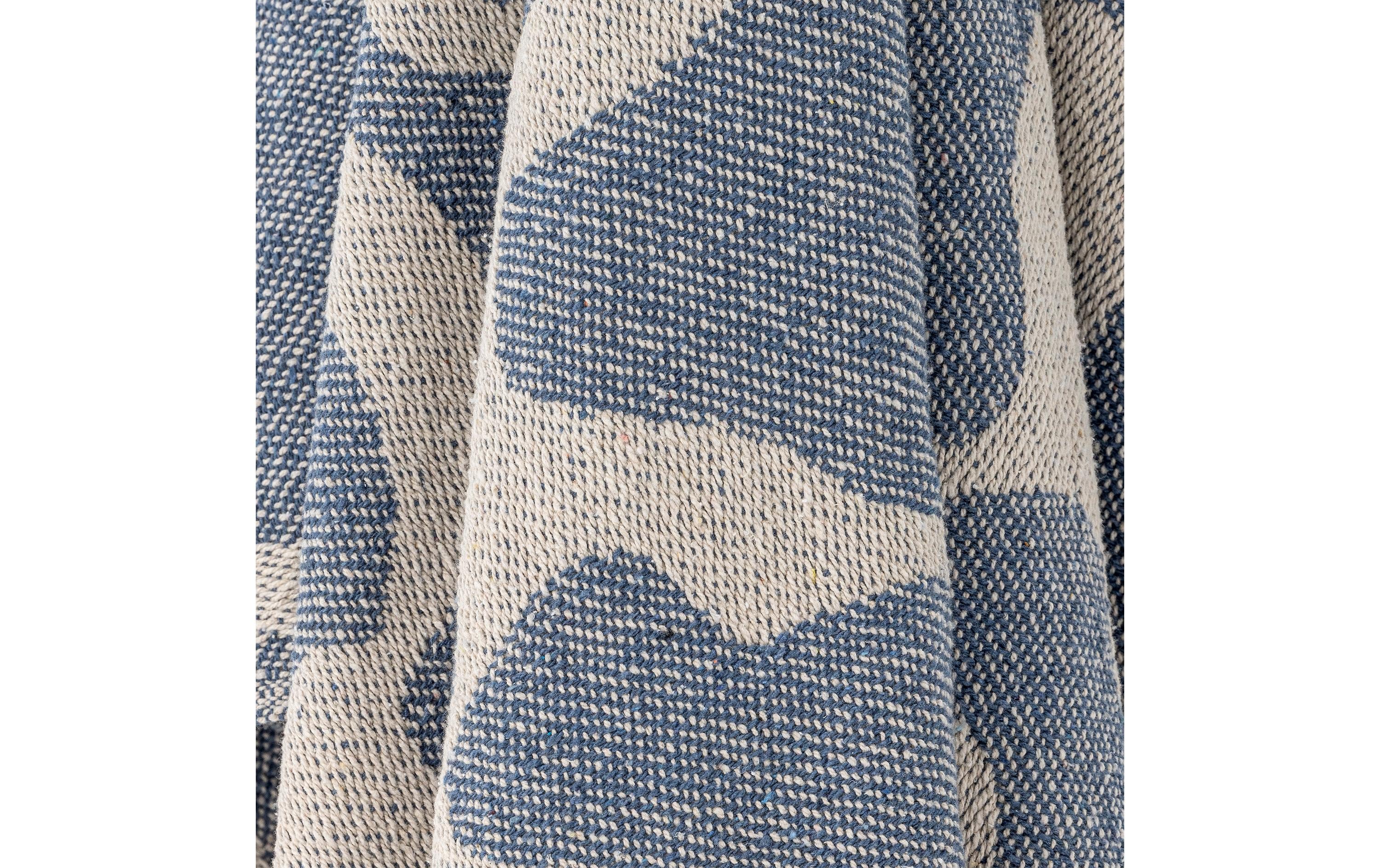 Bloomingville Decke Salobre 160 x 130 cm, Blau/Weiss