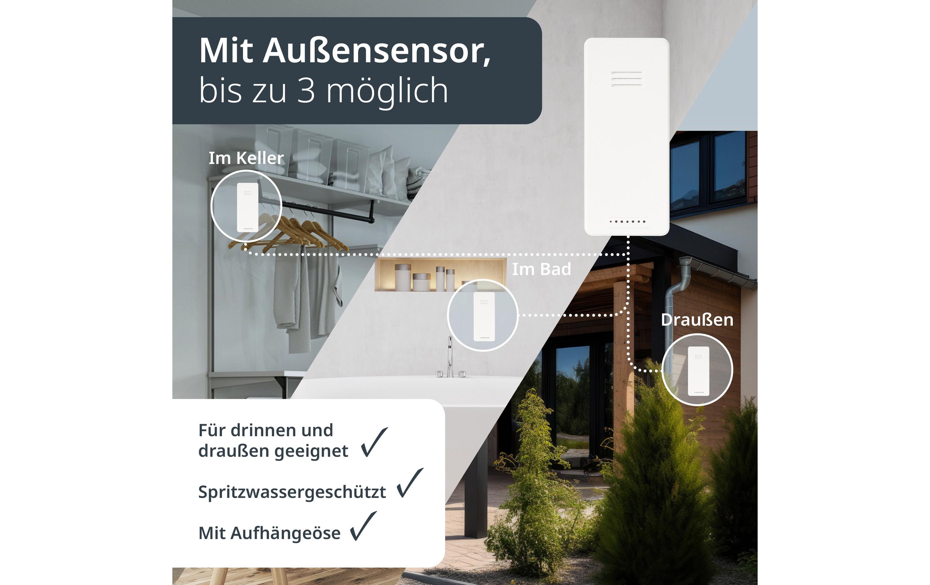 ADE Wetterstation mit Funk-Aussensensor Schwarz