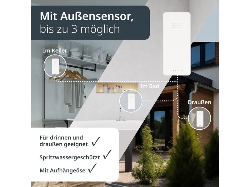 ADE Wetterstation mit Funk-Aussensensor Schwarz