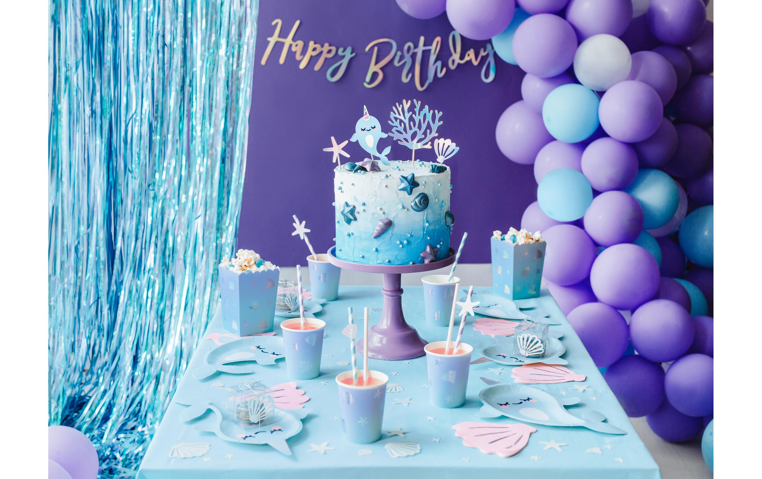 Partydeco Kuchen-Topper Narwal 1 Stück, Mehrfarbig