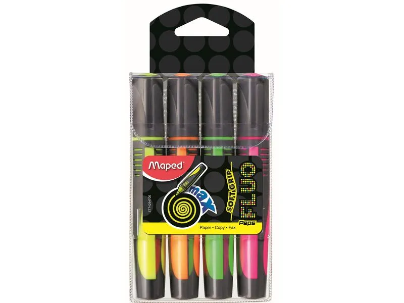 maped Textmarker Fluo Peps Soft Grip, 4 Stück maped Textmarker Fluo Peps Soft Grip, 4 Stück