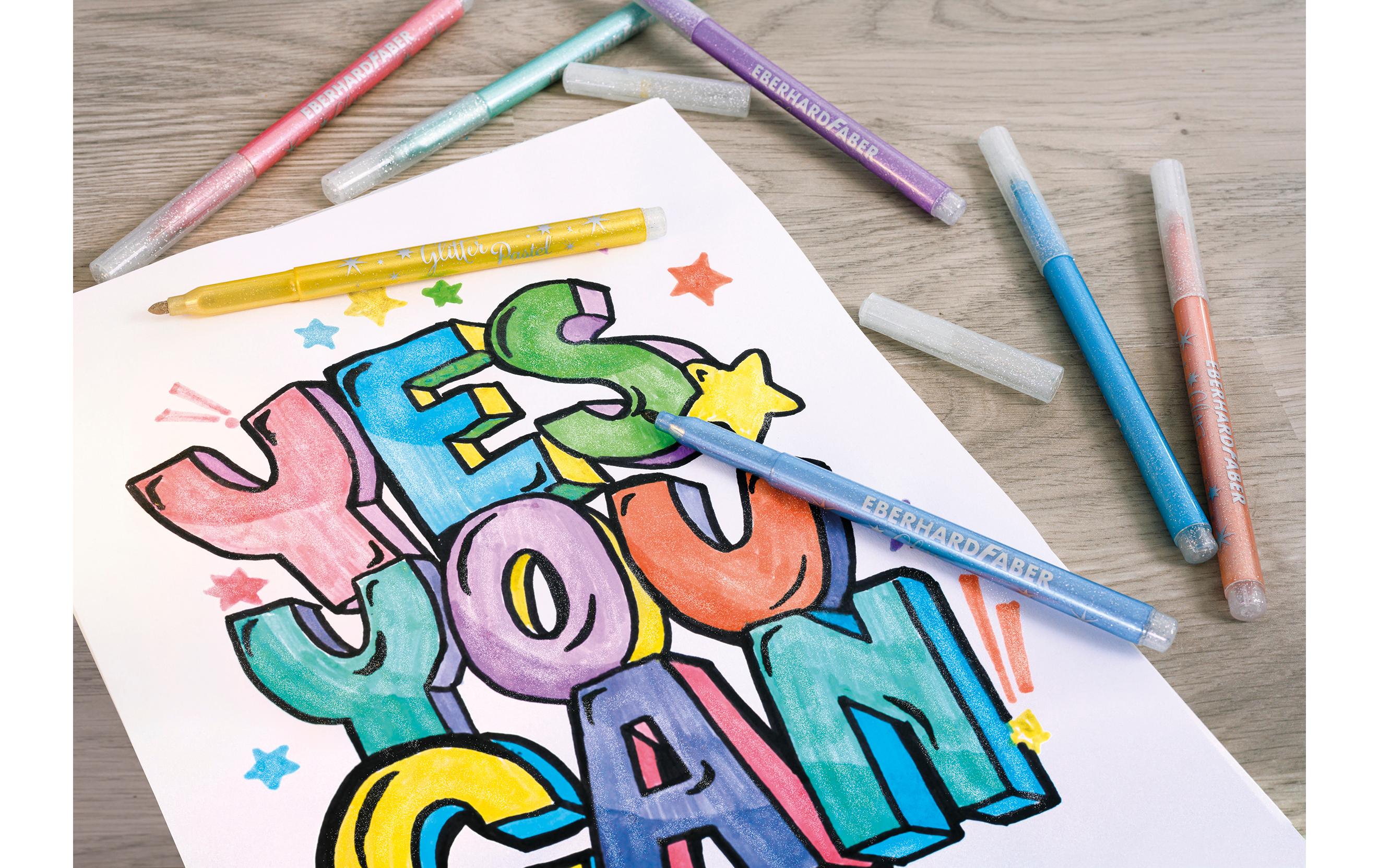 Eberhard Faber Filzstift Glitter 16 Stück, Mehrfarbig
