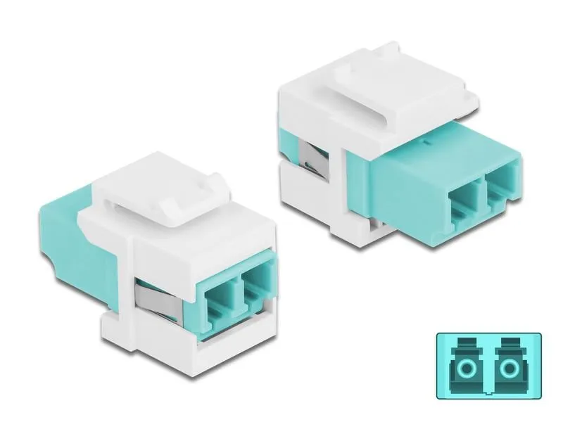 Delock Keystone-Modul LC Buchse zu LC Buchse Aqua / Weiss