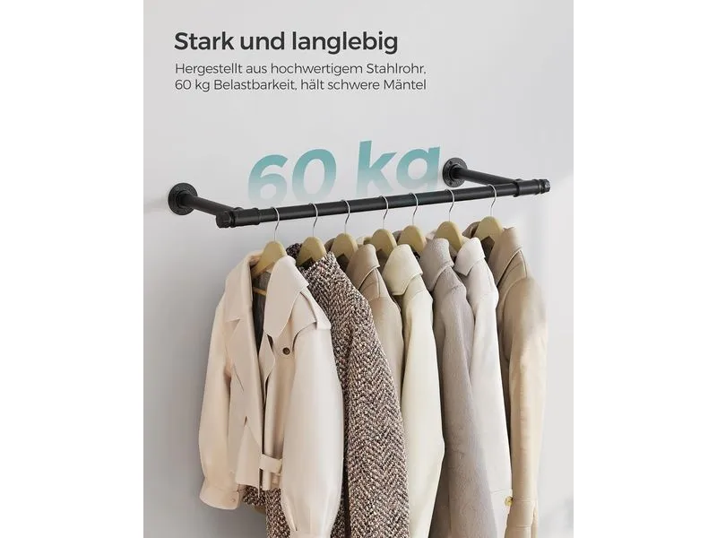 Songmics Wandgarderobe 2 Stück 84 cm x 7 cm, Schwarz Songmics Wandgarderobe 2 Stück 84 cm x 7 cm, Schwarz