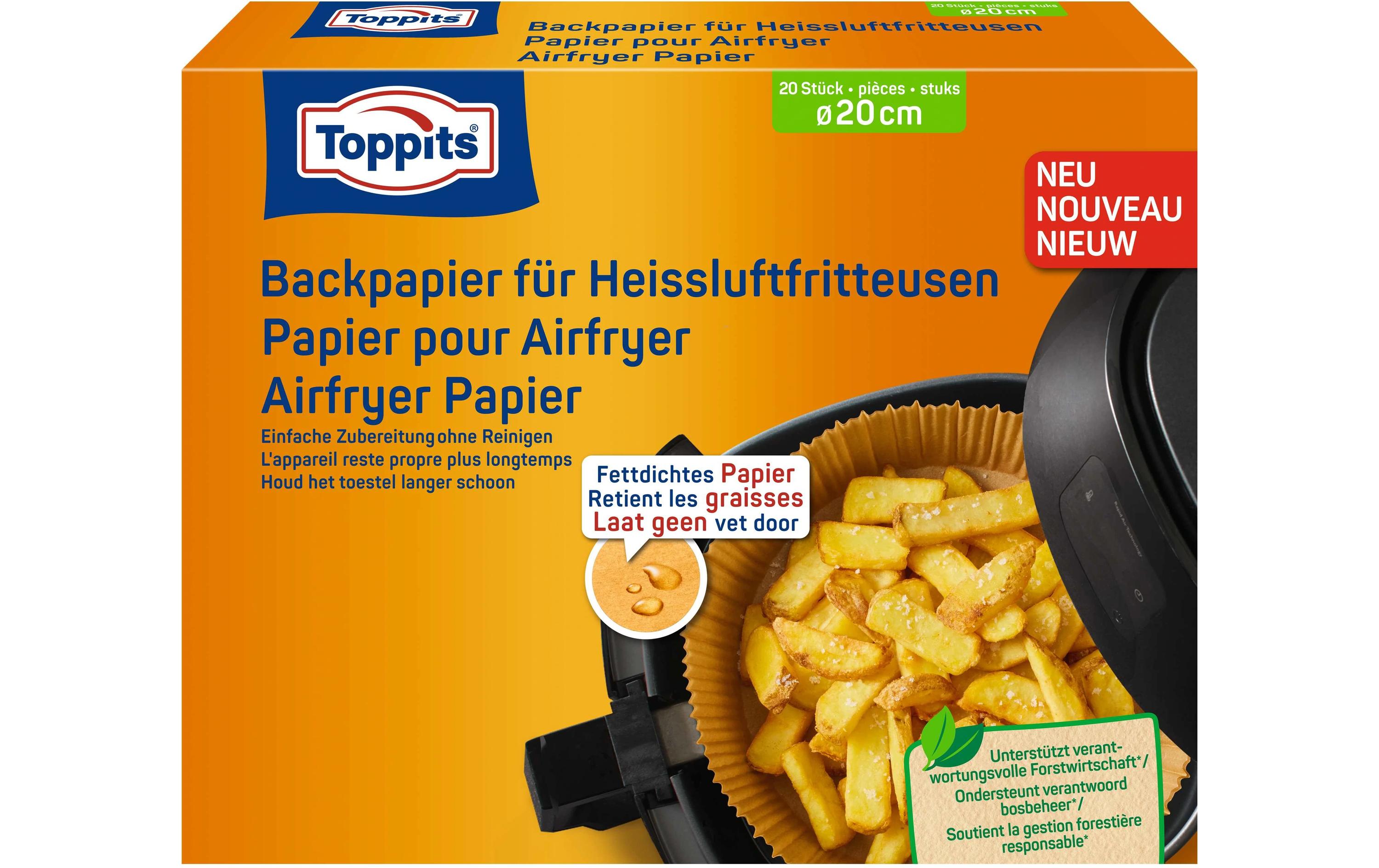 Toppits Backpapier Backpapier für Heissluftfritteusen 20 Stück