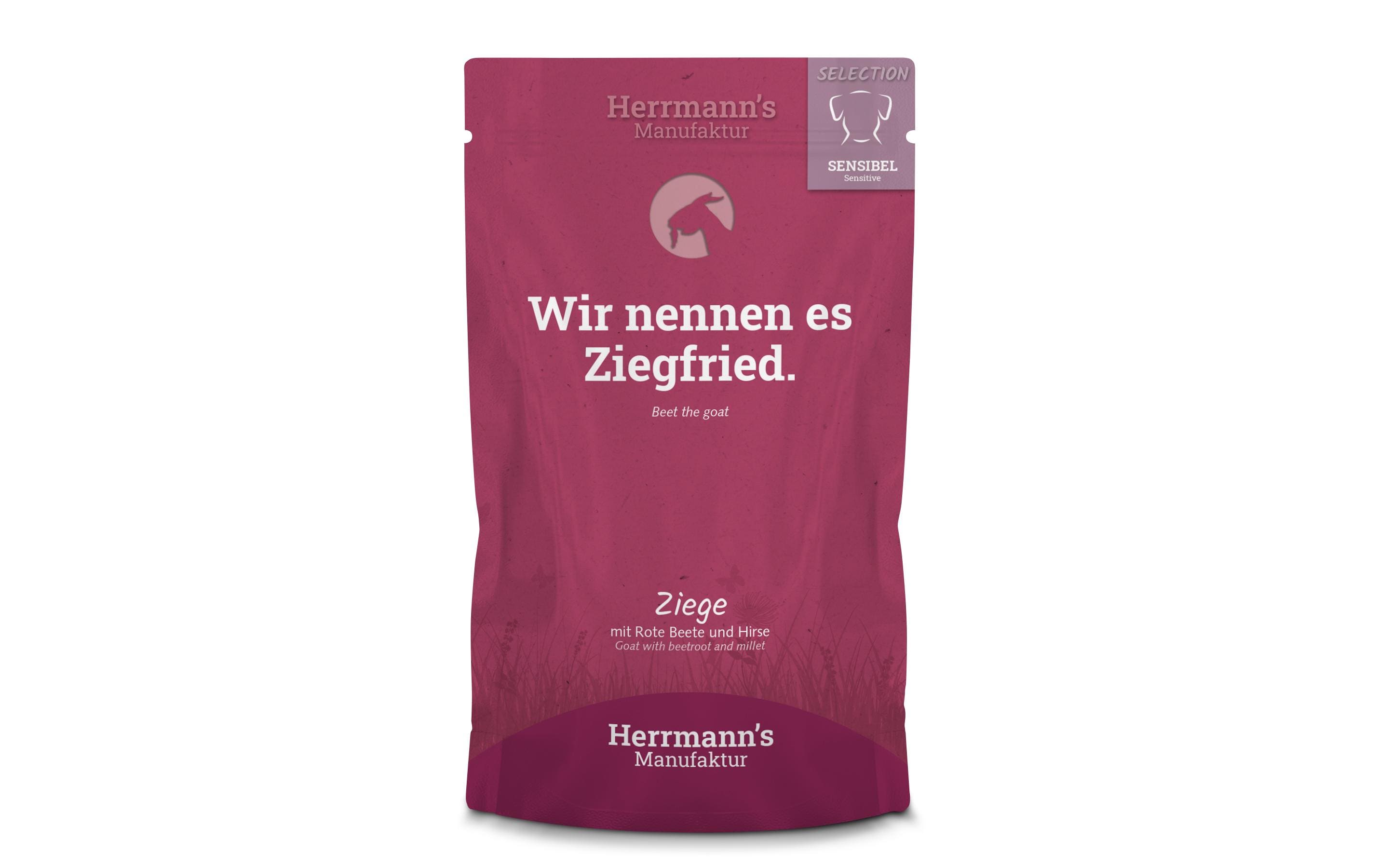 Herrmann's Nassfutter Sensibel Ziege mit rote Beete und Hirse,15x150g