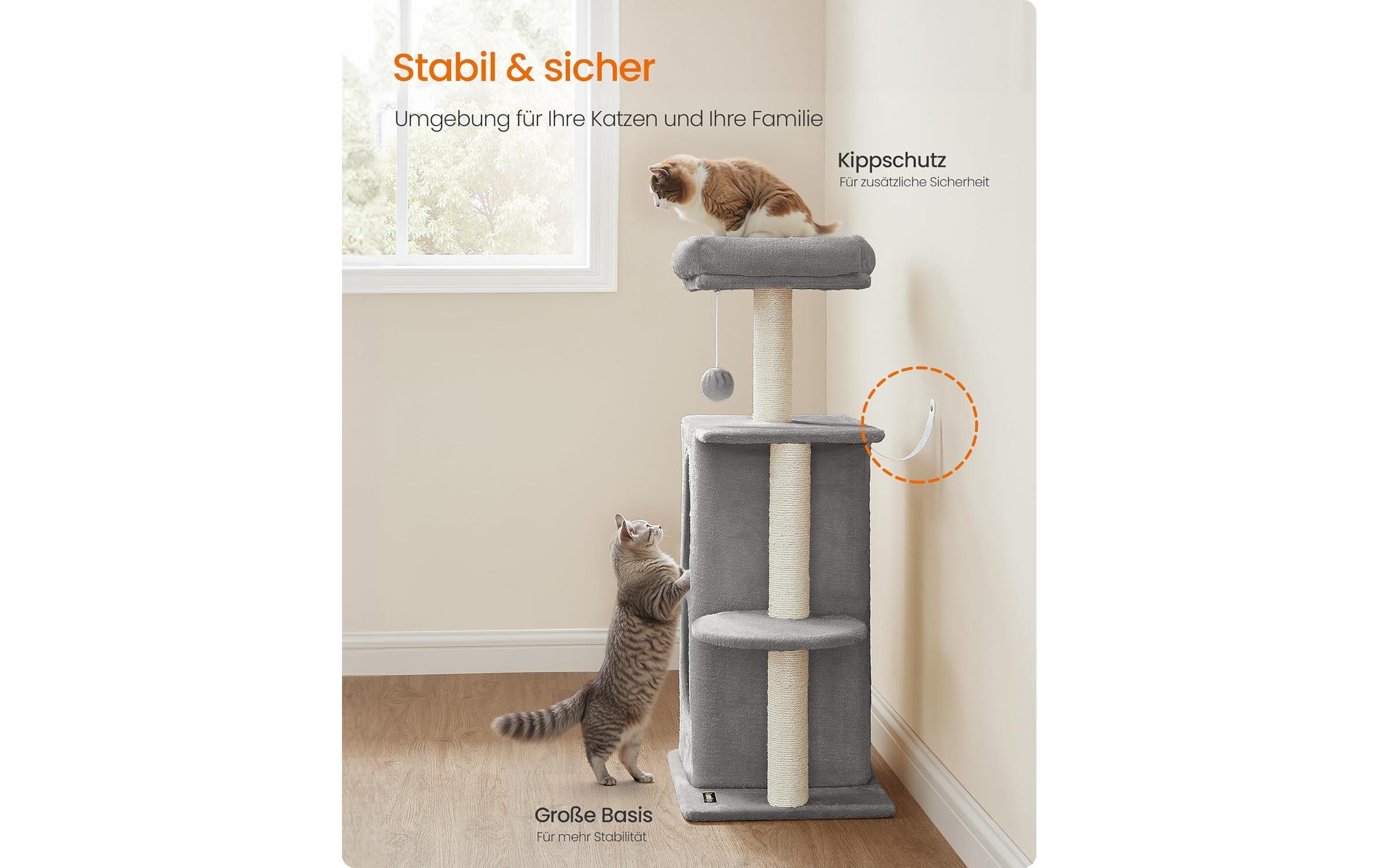 Feandrea Kratzbaum mit 2 Höhlen Hellgrau