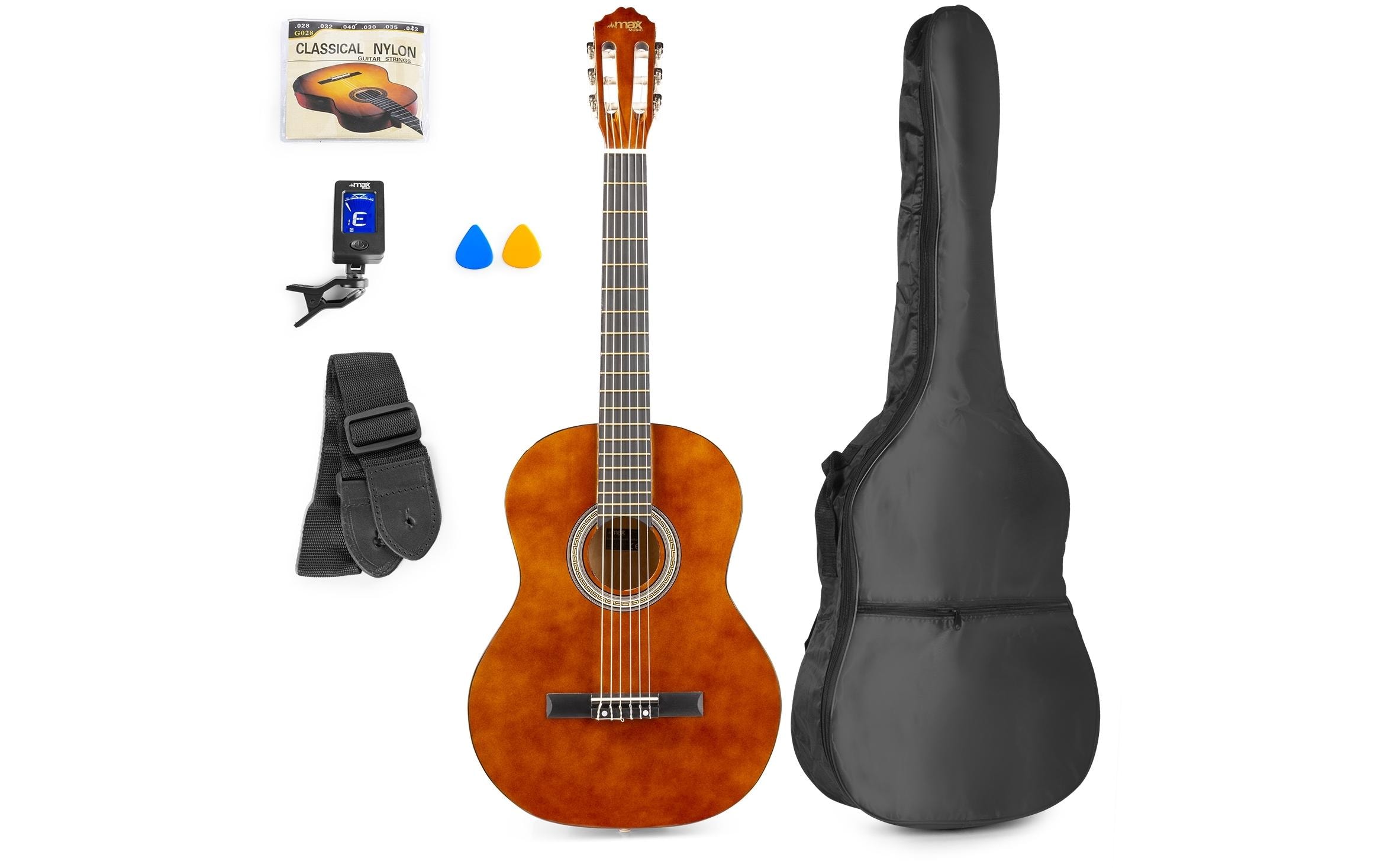 MAX Konzertgitarre SoloArt Set Dark Natural