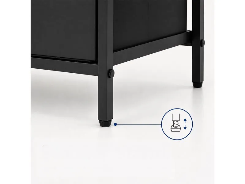 relaxdays Nachttisch 2er Set 38 x 61 cm, Schwarz