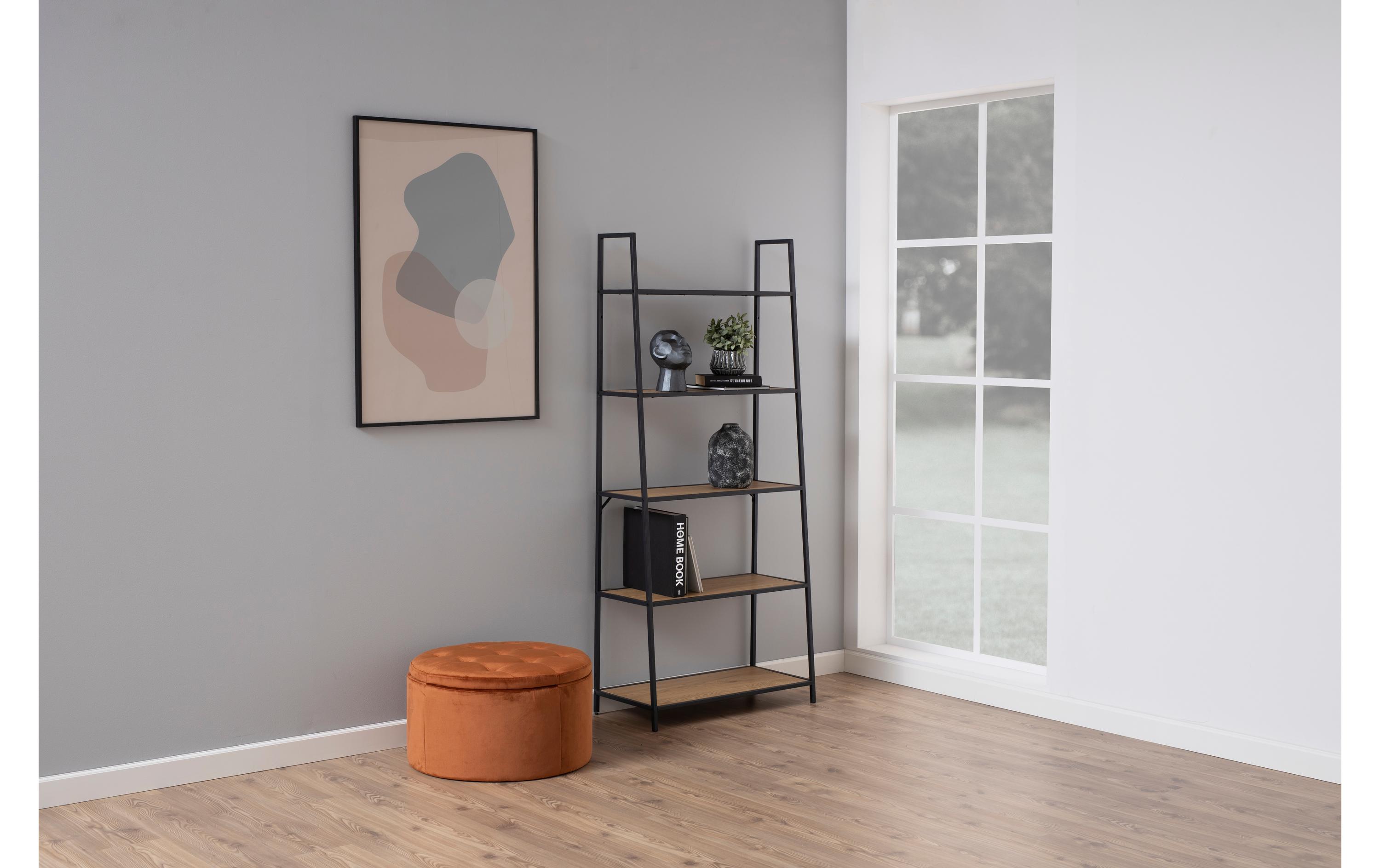 AC Design Regal Seaford 77 x 36 x 174.5 cm, Eiche/Schwarz matt