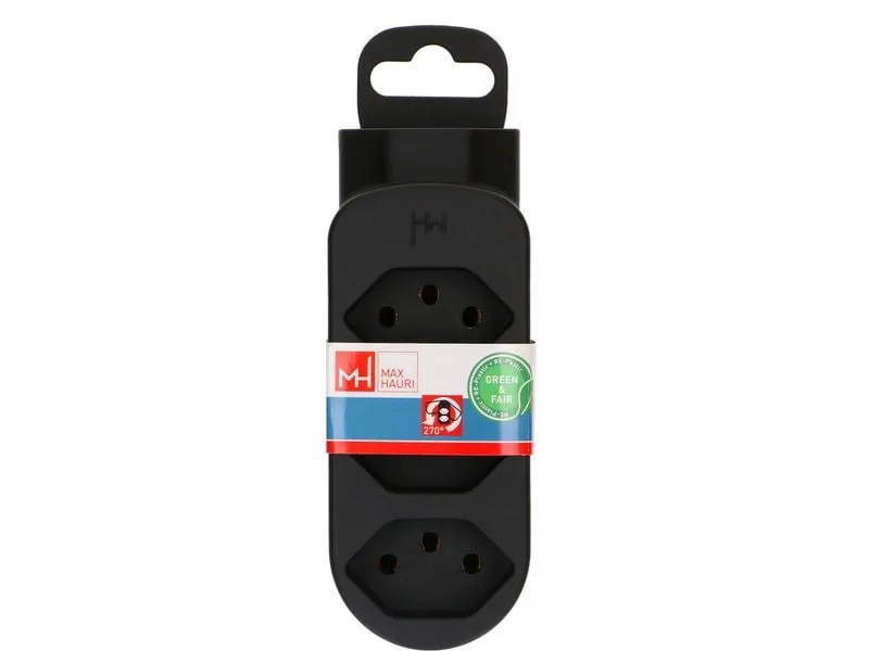 Max Hauri Mehrfachstecker ADAPT 3+1x Typ 13 schwarz drehbar Green+Fair