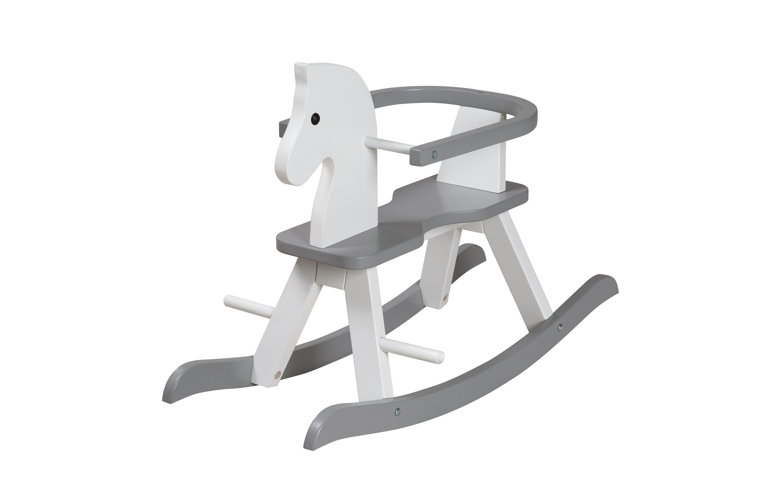 roba Schaukelpferd aus Massivholz Grau/Weiss