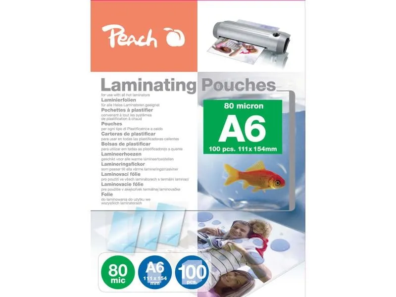 Peach Laminierfolie A6 80 mic A6, Glänzend Peach Laminierfolie A6 80 mic A6, Glänzend