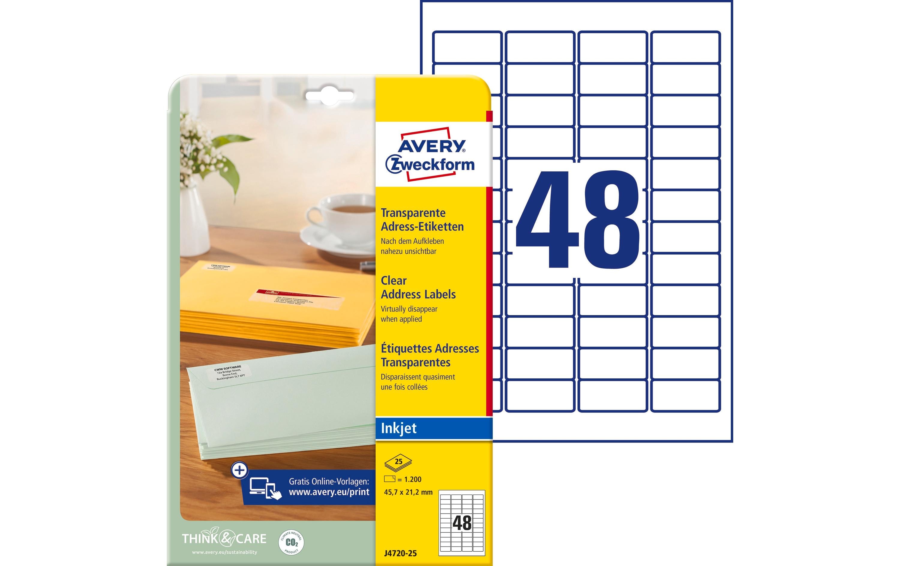 Avery Zweckform Adressetiketten 45.7 x 21.2 mm, 25 Blatt