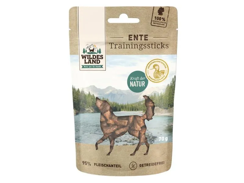 Wildes Land Snack Trainingssticks Ente, 70 g Wildes Land Snack Trainingssticks Ente, 70 g