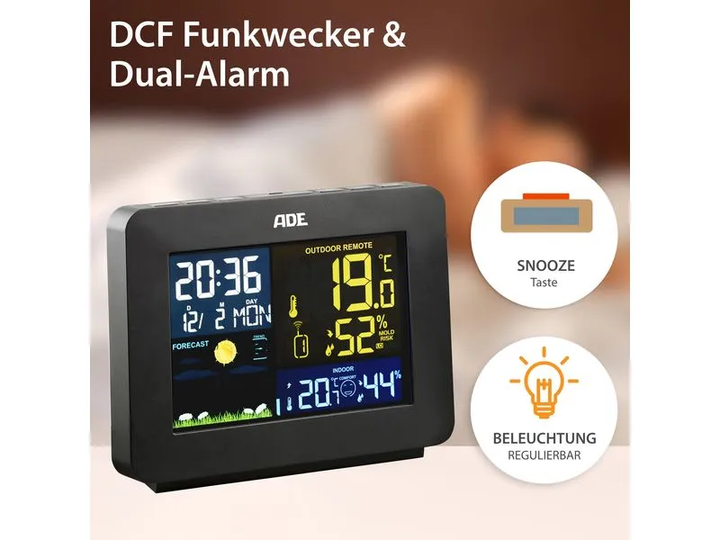 ADE Wetterstation mit Funk-Aussensensor Schwarz ADE Wetterstation mit Funk-Aussensensor Schwarz