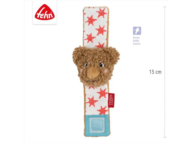 fehn Rasselarmband Bär, Plüsch / Velours, Braun, 15 cm