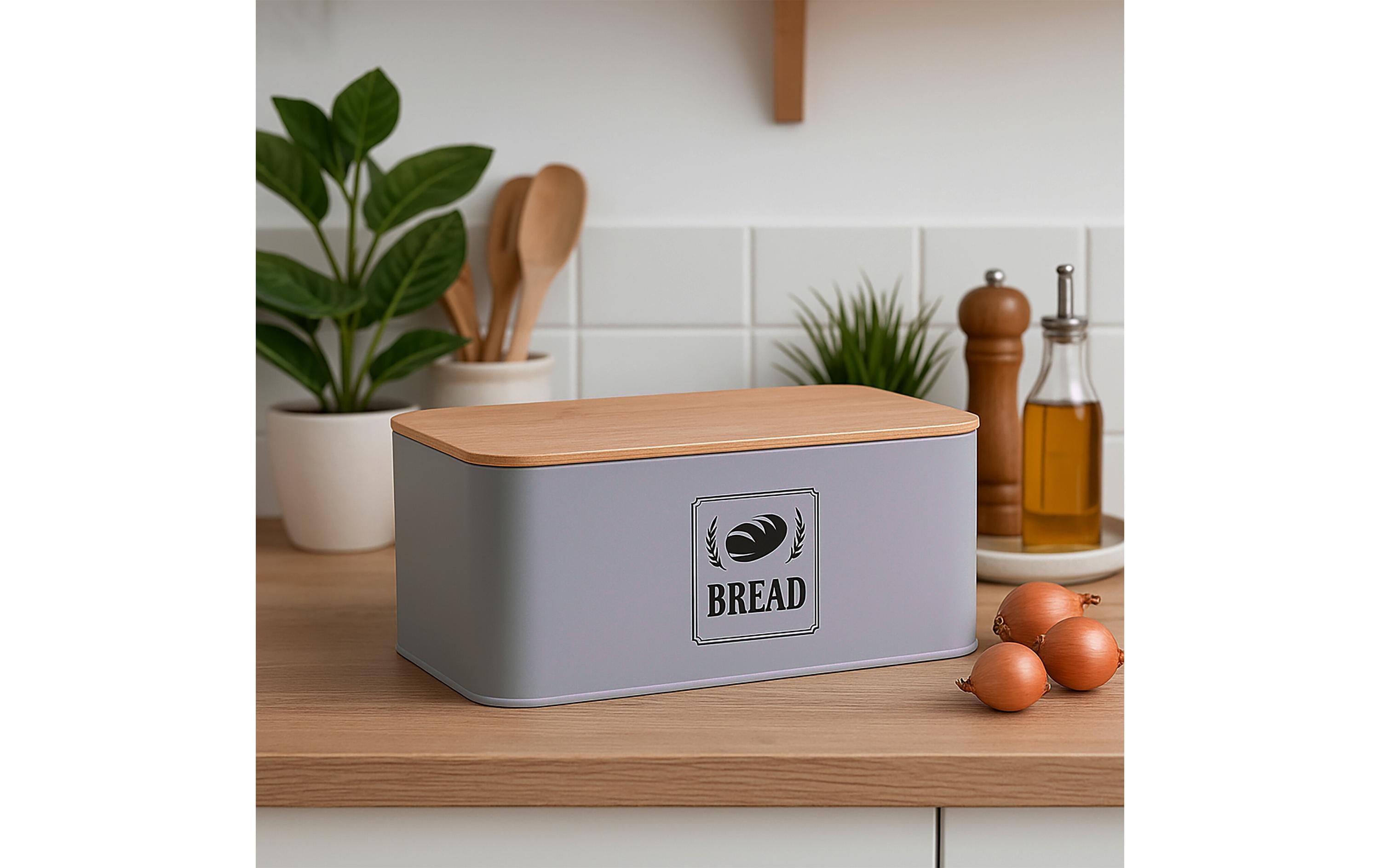 relaxdays Brotkasten Retro Grau