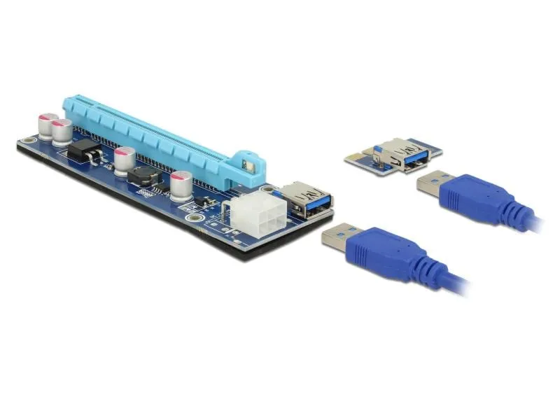 Delock PCI-E Riser Karte Crypto Mining PCIe x1 auf x16 Delock PCI-E Riser Karte Crypto Mining PCIe x1 auf x16
