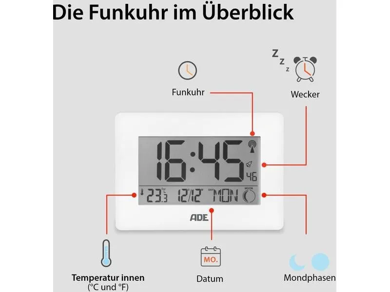 ADE Funkuhr XXL-Ziffern ADE Funkuhr XXL-Ziffern