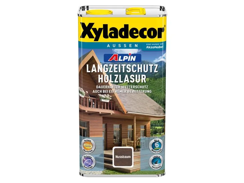 Xyladecor Holzlasur Alpin Langzeitschutz, Nussbaum, 5 L Xyladecor Holzlasur Alpin Langzeitschutz, Nussbaum, 5 L