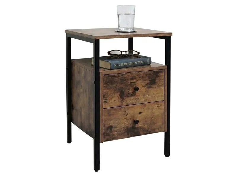 relaxdays Nachttisch 40 x 61 cm, Schwarz/Braun