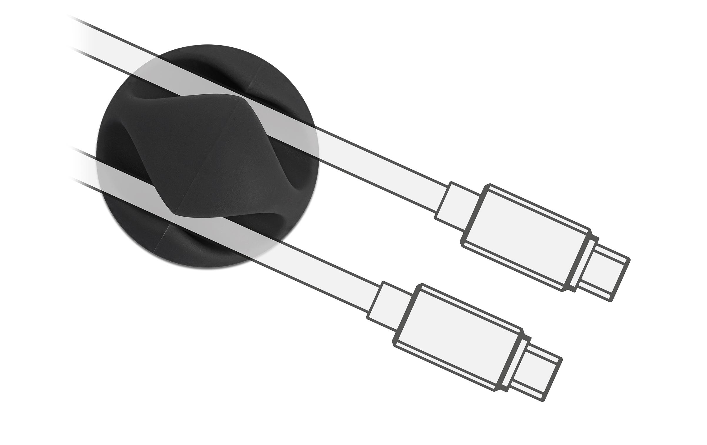 Delock Kabelhalter 29mm, für 2 Kabel, selbstklebend 6 Stück