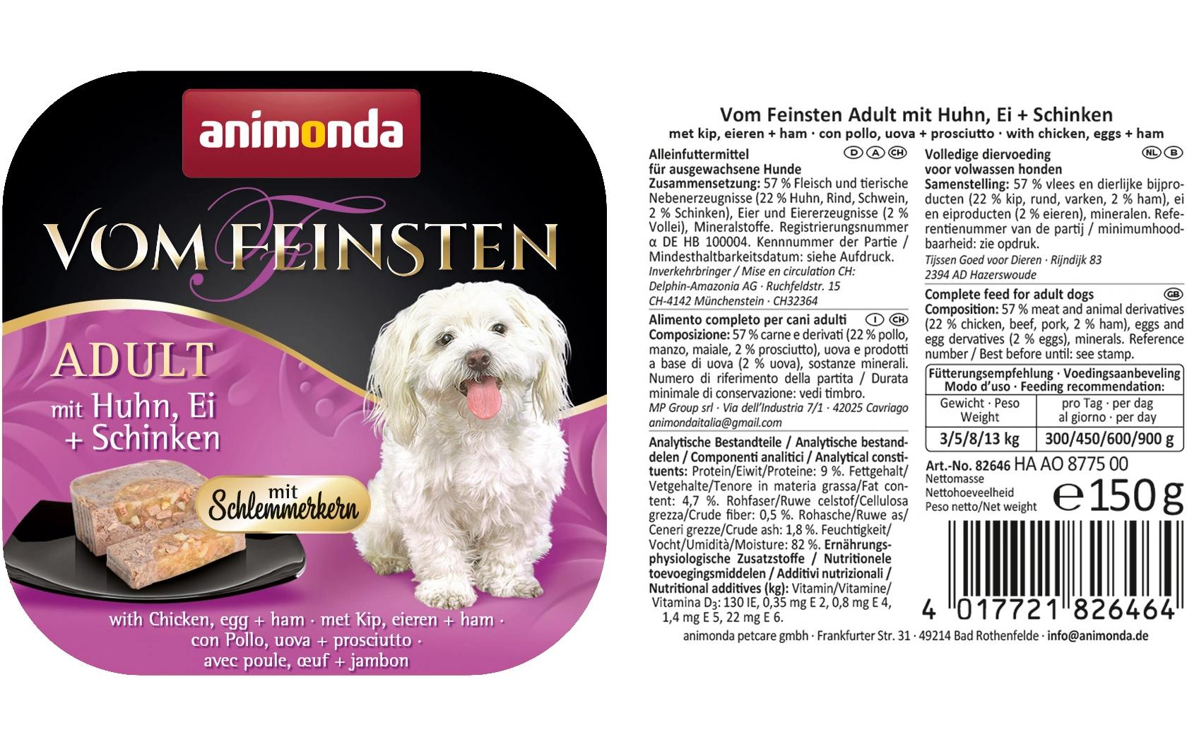 animonda Nassfutter Vom Feinsten, Schlemmerkern Huhn/Schinken 150g