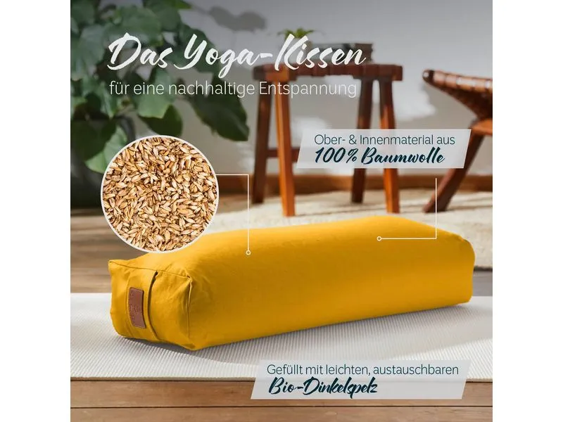 DoYourYoga Yoga-Bolster Paravati mit Bio-Dinkelspelz Gelb