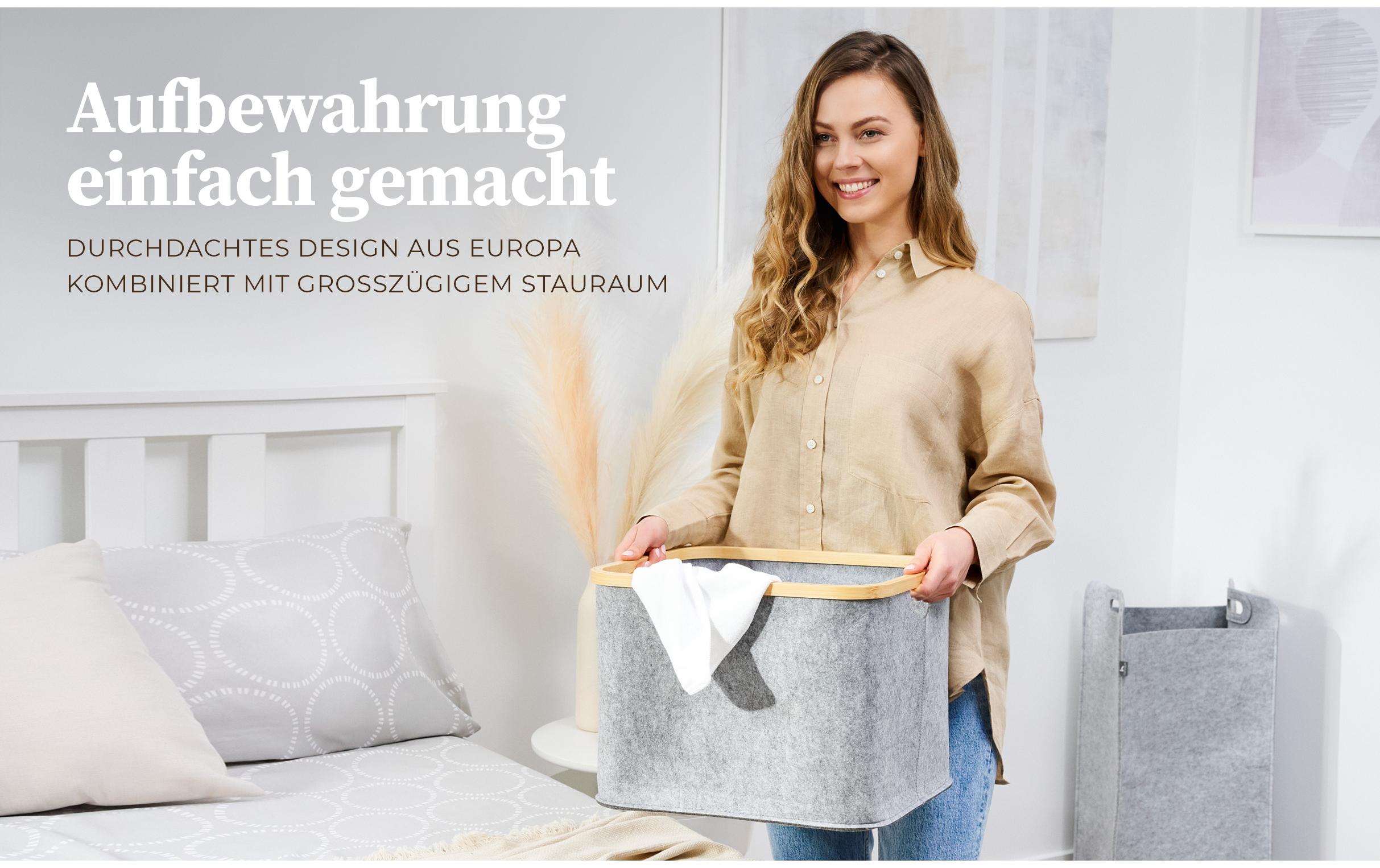 Hennez Wäschekorb Laura 40 l, Anthrazit/Nature