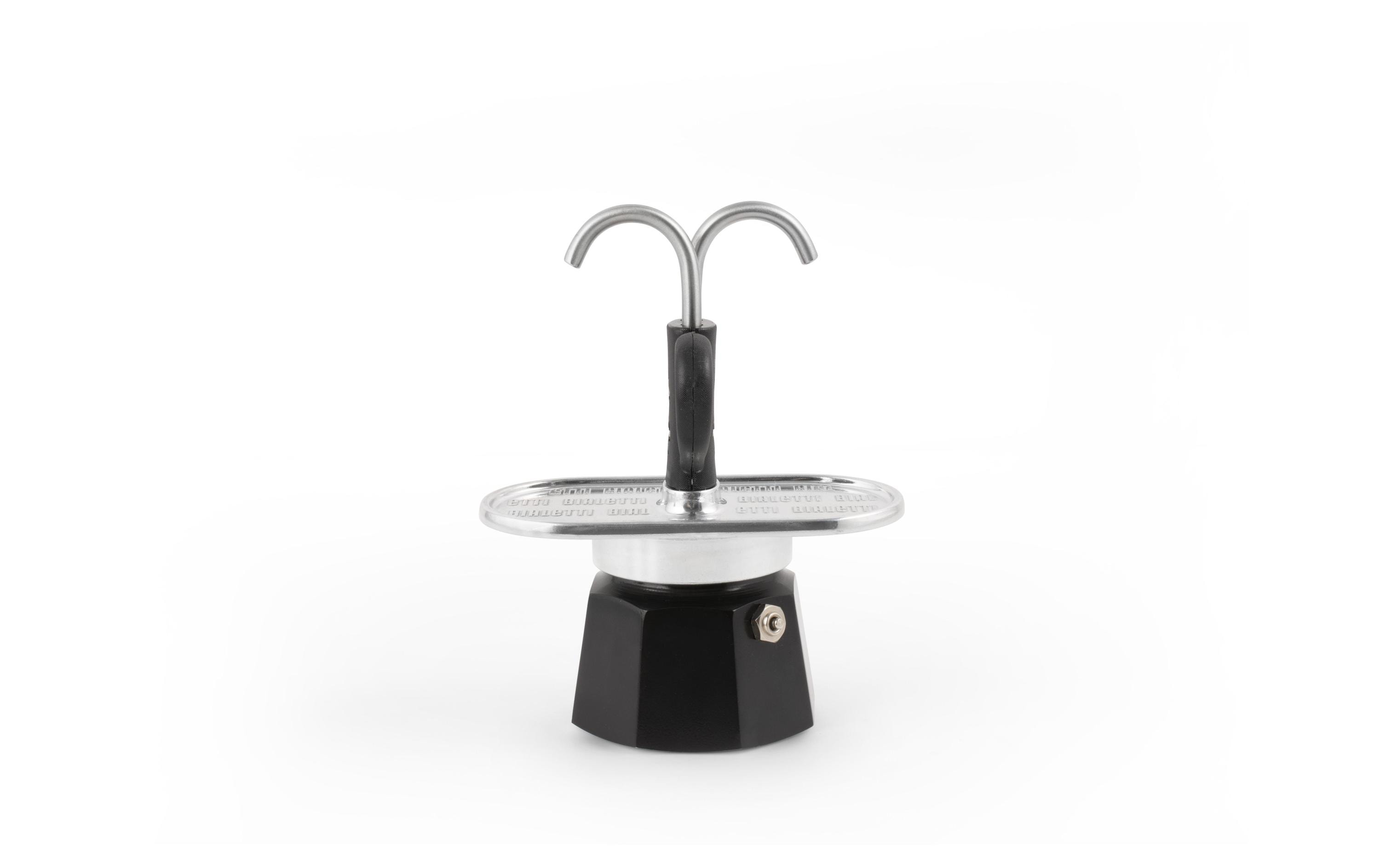 Bialetti Espressokocher New Mini Express 2 Tassen, Schwarz/Silber
