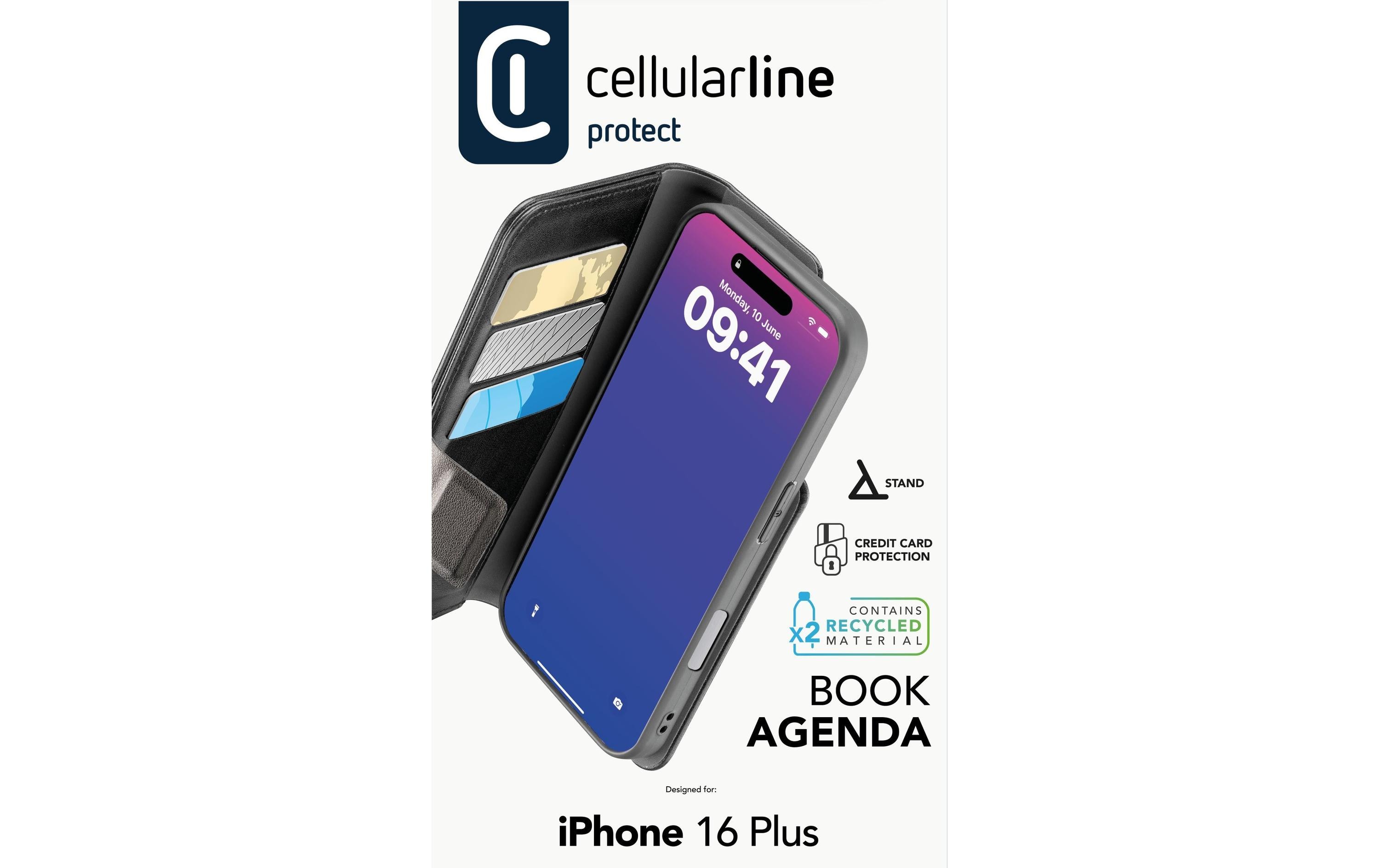 Cellular Line Book Cover Book Agenda 2 iPhone 16 Plus Schwarz Cellular Line Book Cover Book Agenda 2 iPhone 16 Plus Schwarz