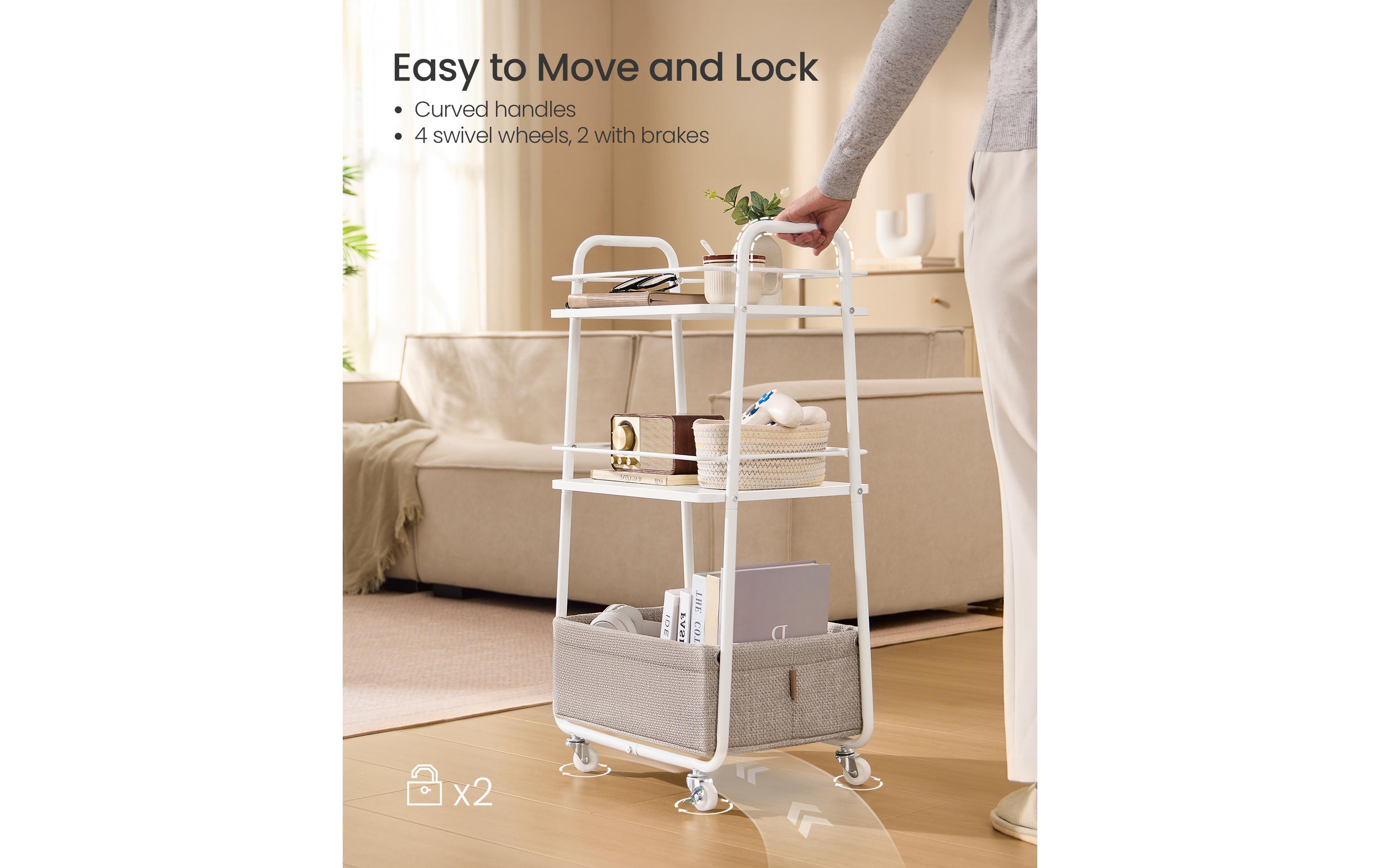 VASAGLE Rollwagen 30.4 x 81 cm, Weiss