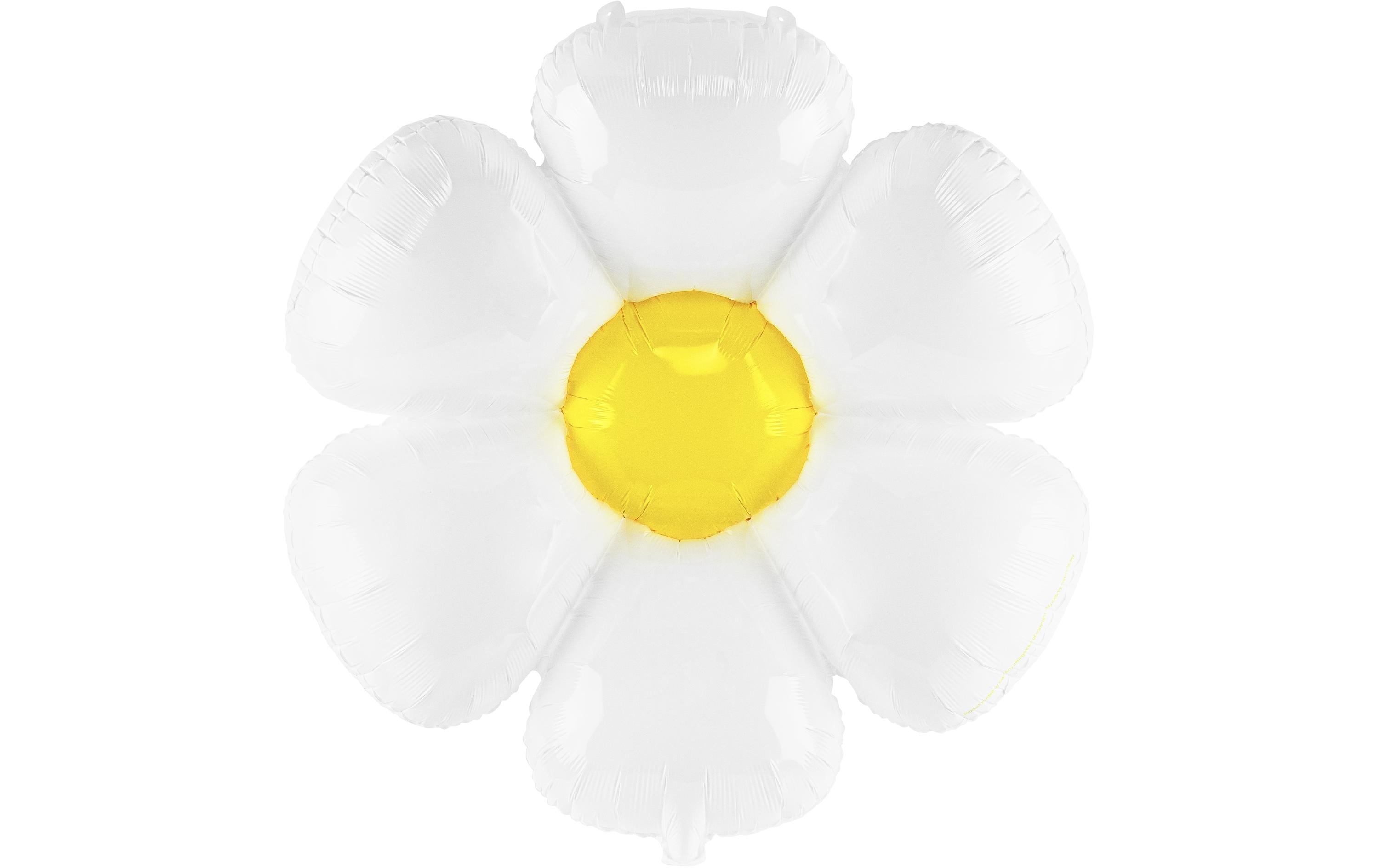 Partydeco Folienballon Gänseblümchen 97 x 103 cm, Gelb/Weiss
