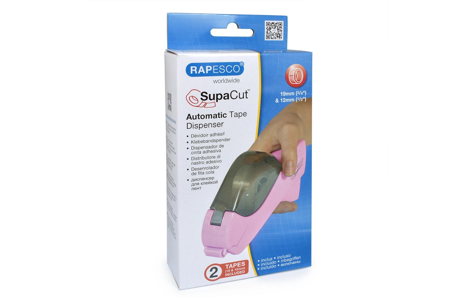 Rapesco SupaCut Klebebandspender und 2 Klebebandrollen Rosa