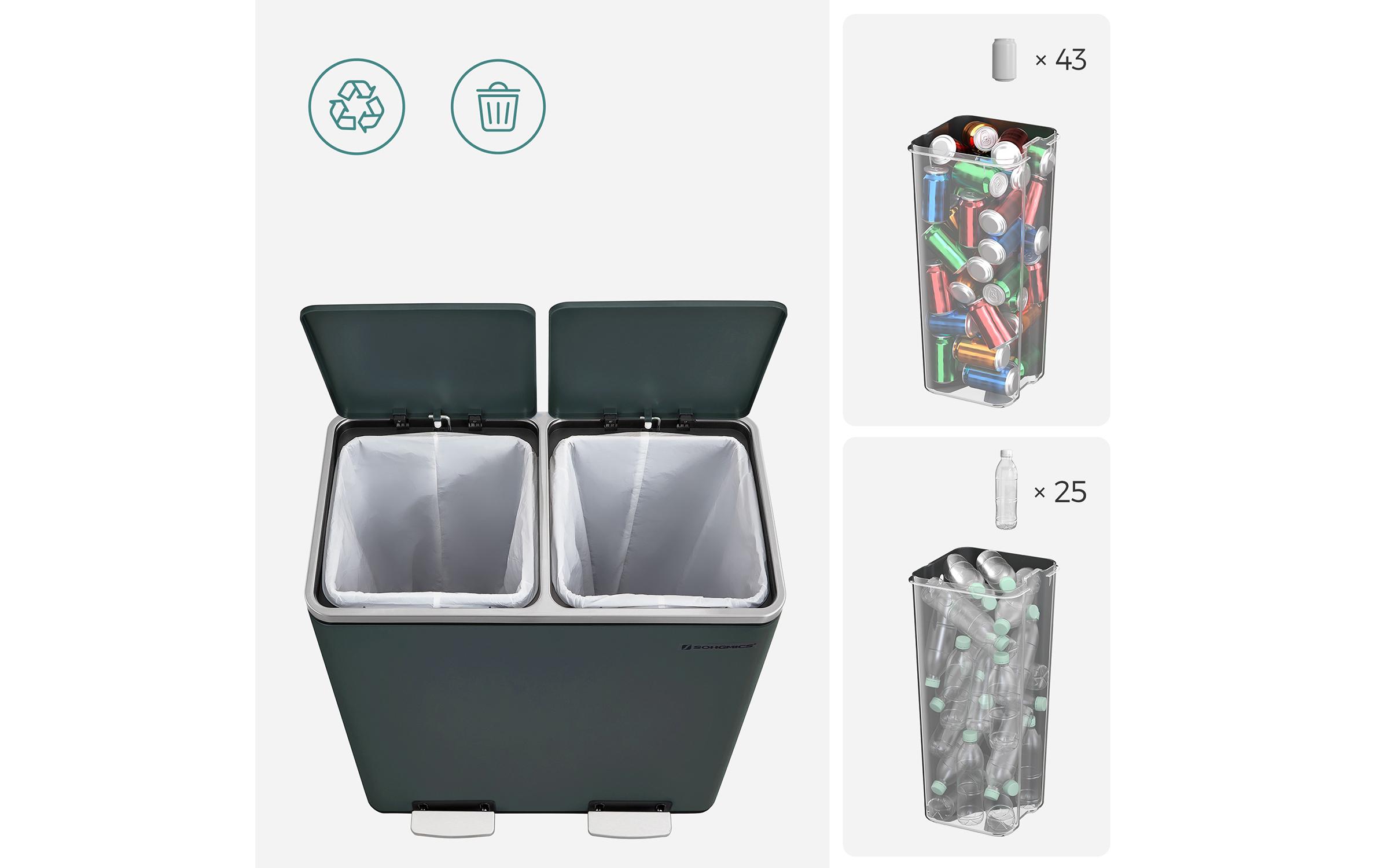 Songmics Abfalleimer 60 l, Grau