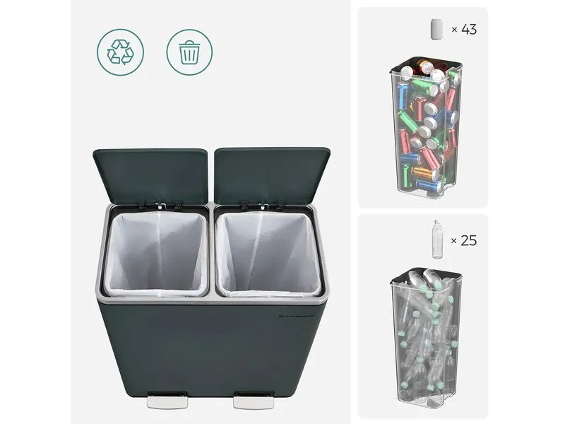 Songmics Abfalleimer 60 l, Grau