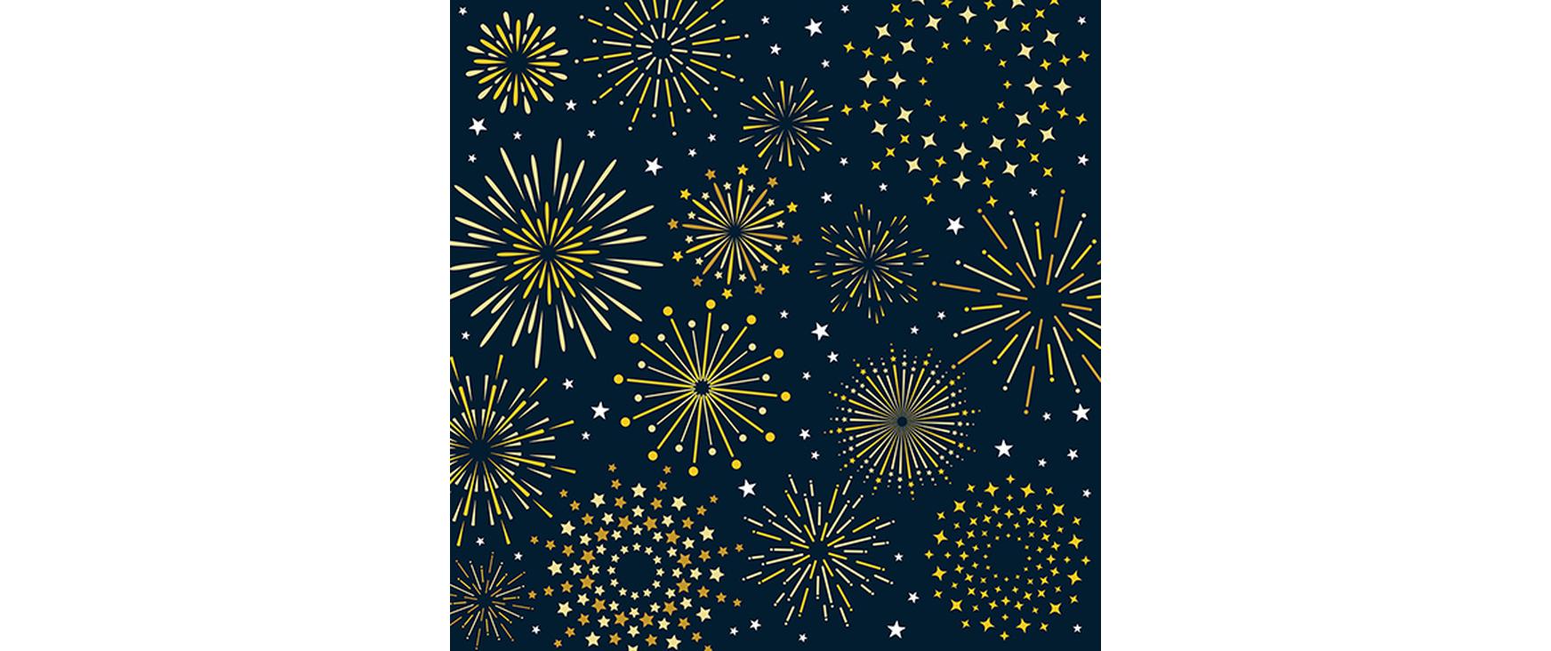 Braun + Company Weihnachtsservietten Firework Schwarz, 20 Stück