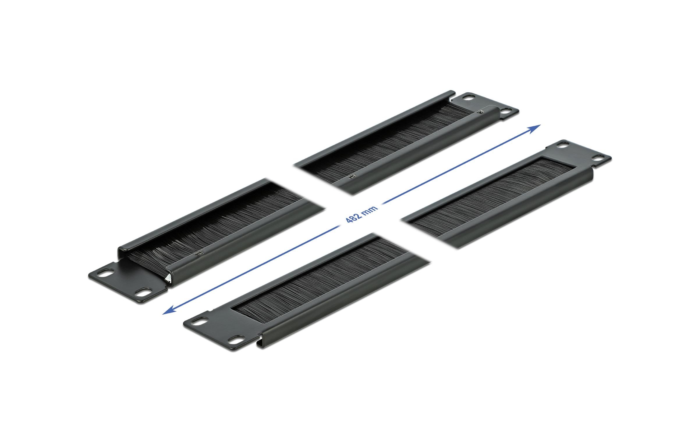 Delock Bürstenleiste 1HE , Schwarz