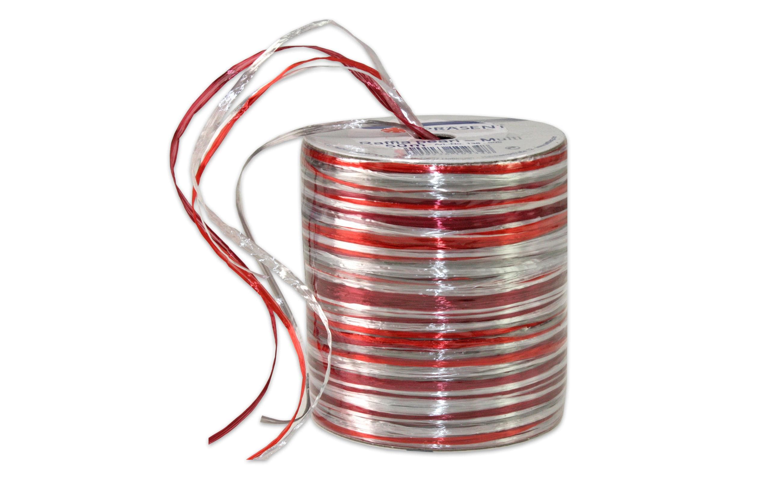 Pattberg Geschenkband Raffia Pearl 50 m, Rot/Weiss