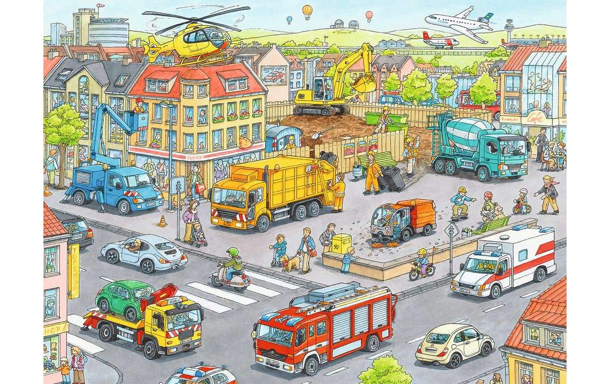 Ravensburger Puzzle Fahrzeuge in der Stadt 100 Teile XXL